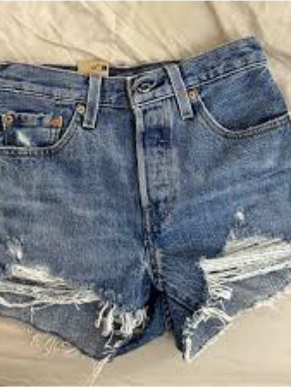 Levi’s 501 Original High Rise Distressed Denim Cut Off Shorts Button Fly Size 27 - Picture 3 of 5
